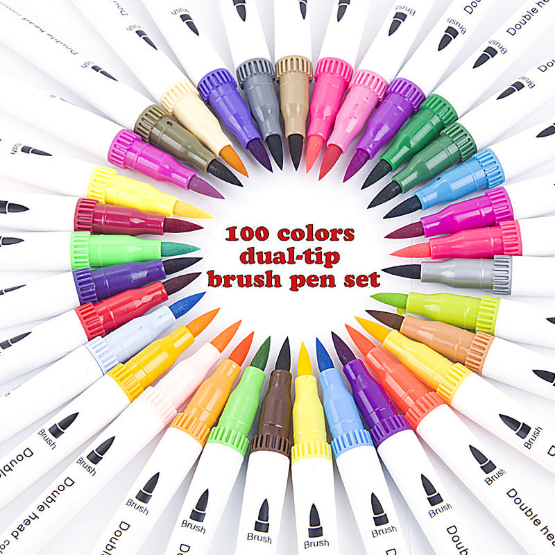 12/24/36/48/60 PCS Colored Art Sketching Markers Drawing Set Double-head Watercolor paint brush pen Diary supplies Stationery