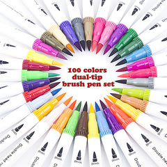 12/24/36/48/60 PCS Colored Art Sketching Markers Drawing Set Double-head Watercolor paint brush pen Diary supplies Stationery
