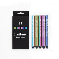 12 Color Metallic Colored Pencils Drawing Sketching Set Coloring Colour Pencils Brutfuner Profession Art Supplies For Artist