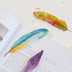 30pcs/Pack Cute Creative Colorful Feather Paper Bookmark Stationery Bookmarks Book Clip Office Accessories School Supplies