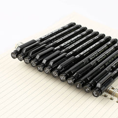 Refillable Black Ink Fineliner Waterproof Drawing Marker Pen Set