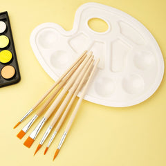 6 Sizes Acrylic Paint Brush Palette Nylon Hair Brushes for Multi Purpose Oil Watercolor Painting Artist Professional Kit
