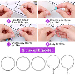 Bracelet Making Kit 130 Pcs DIY Jewelry Making Kit Children DIY Handmade Toy with Bracelet,Pendant,Beads,Charms and Necklace String for Bracelets Craft & Necklace Making,for Teen Girl Gifts Ages 3-13