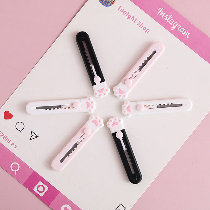  Cute Cat Claw Mini Portable Utility Knife Paper Cutter Cutting Paper Razor Blade Office Stationery Material Cutter Letter Envelope Opener Mail Knife School Office Supplies