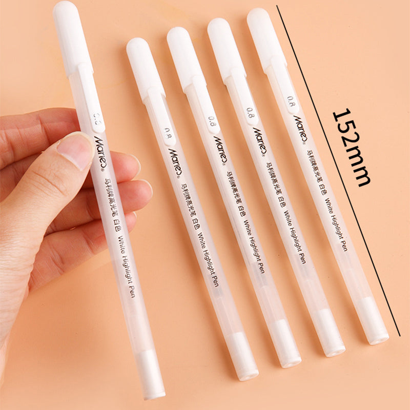 3 Pcs 0.8mm Creative White Ink Gel Pen Sketch Painting Pen Highlight Marker Pen Fine Tip for Student Stationery Drawing Art Writing School Supplies Art Hand-painted Anime Design Hook Line Pen School Stationery Supplies