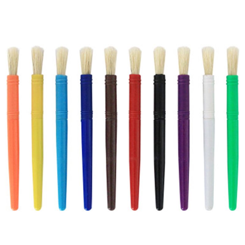 10/20Pcs Oil Watercolor Paint Brush Round Flat Bristle Children Kids Paint Brush