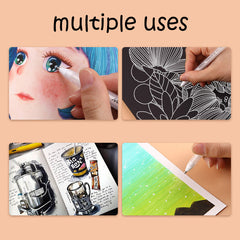 3 Pcs 0.8mm Creative White Ink Gel Pen Sketch Painting Pen Highlight Marker Pen Fine Tip for Student Stationery Drawing Art Writing School Supplies Art Hand-painted Anime Design Hook Line Pen School Stationery Supplies