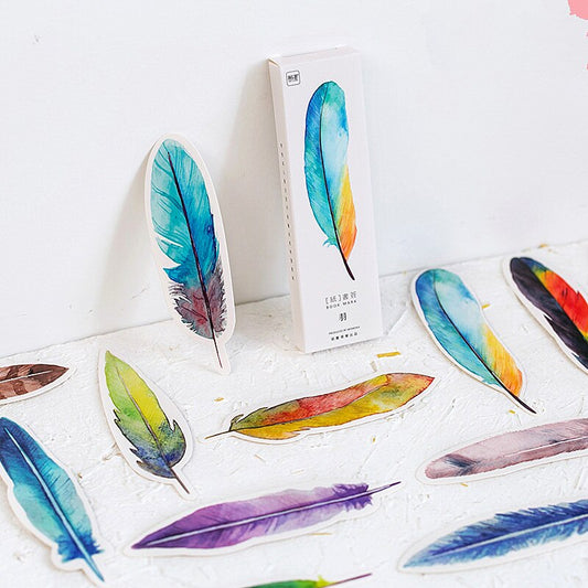 30pcs/Pack Cute Creative Colorful Feather Paper Bookmark Stationery Bookmarks Book Clip Office Accessories School Supplies