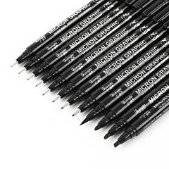 Refillable Black Ink Fineliner Waterproof Drawing Marker Pen Set