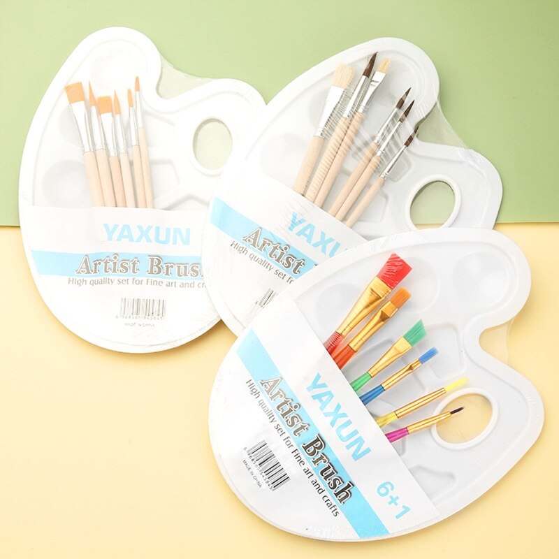 6 Sizes Acrylic Paint Brush Palette Nylon Hair Brushes for Multi Purpose Oil Watercolor Painting Artist Professional Kit