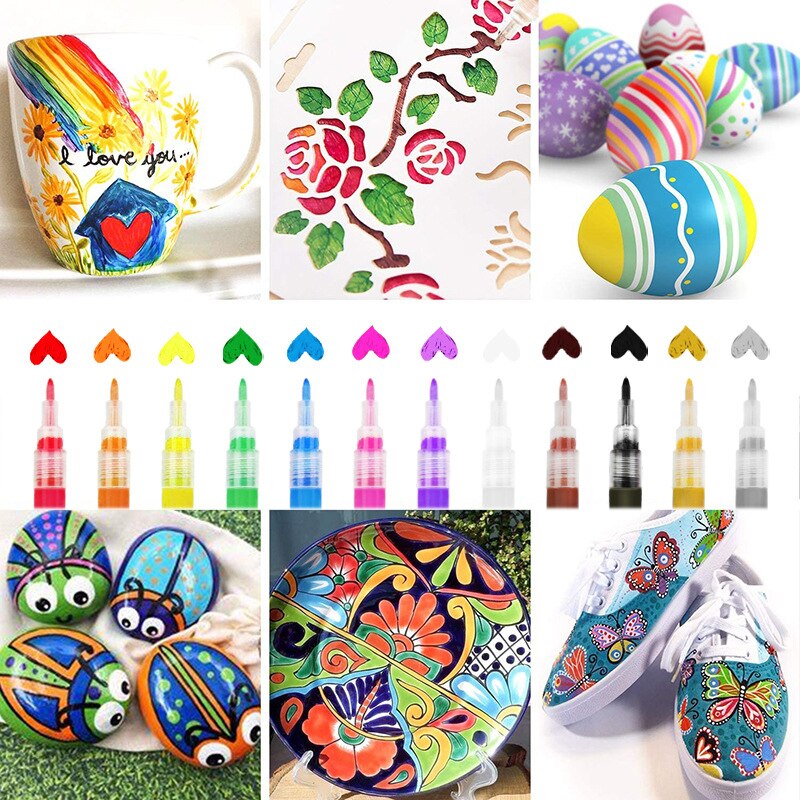 Acrylic Paint Markers 28 Color Pens Set 0.7mm Extra Fine Tip for Stones Glass Porcelain Canvas DIY Projects Quick Drying Art