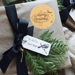 500pcs/roll Rose Gold Merry Christmas Stickers Round Labels Kraft Paper Xmas Gifts Box Labels Decorations New Year Sealing Label Stickers For Party DIY Packaging Stationery Stickers