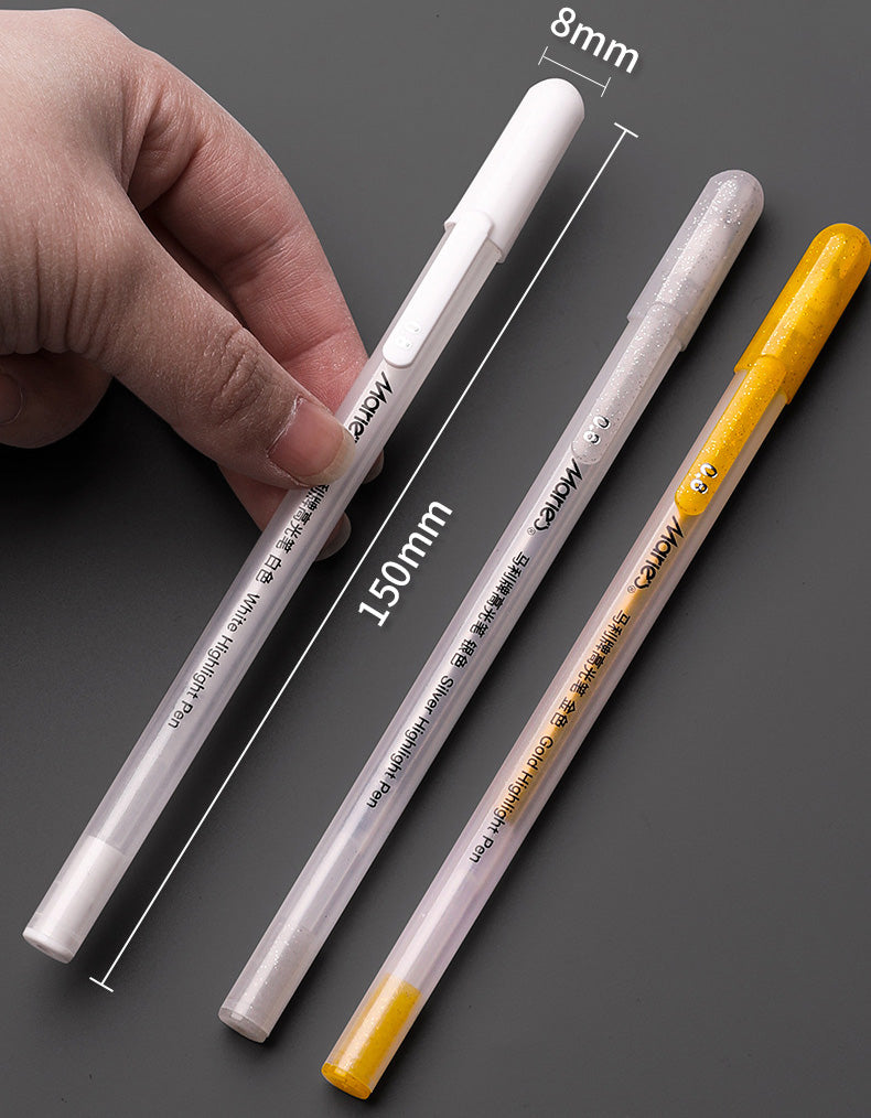 3 Pcs 0.8mm Creative White Ink Gel Pen Sketch Painting Pen Highlight Marker Pen Fine Tip for Student Stationery Drawing Art Writing School Supplies Art Hand-painted Anime Design Hook Line Pen School Stationery Supplies