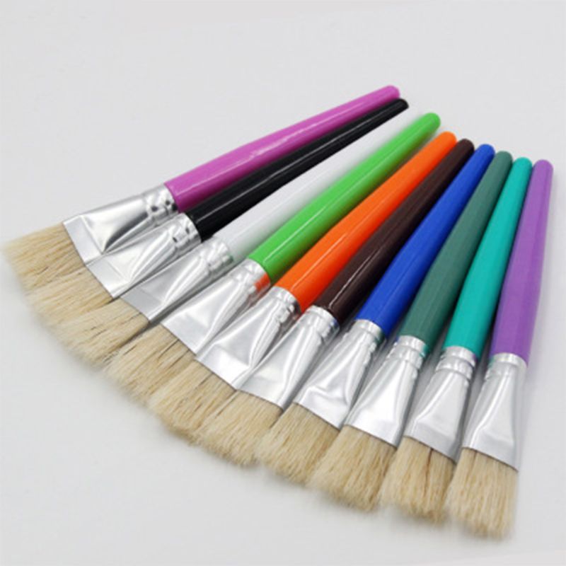 10/20Pcs Oil Watercolor Paint Brush Round Flat Bristle Children Kids Paint Brush