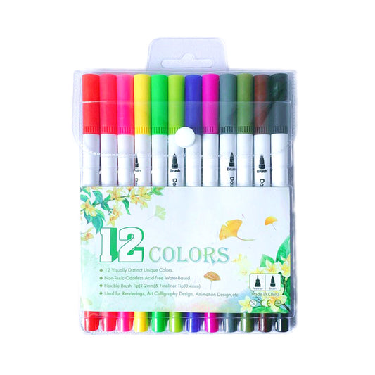 12/24/36/48/60 PCS Colored Art Sketching Markers Drawing Set Double-head Watercolor paint brush pen Diary supplies Stationery