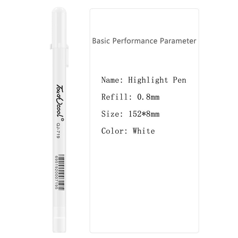 3 Pcs 0.8mm Creative White Ink Gel Pen Sketch Painting Pen Highlight Marker Pen Fine Tip for Student Stationery Drawing Art Writing School Supplies Art Hand-painted Anime Design Hook Line Pen School Stationery Supplies