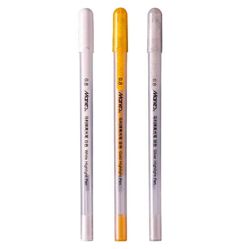 3 Pcs 0.8mm Creative White Ink Gel Pen Sketch Painting Pen Highlight Marker Pen Fine Tip for Student Stationery Drawing Art Writing School Supplies Art Hand-painted Anime Design Hook Line Pen School Stationery Supplies