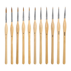 11 Pcs Miniature Detail Paint Brush Set With Wood Handle Professional Art Painting Supplies Handmade Painting Tools Outline Pen