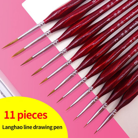 11Pcs Acrylic Nail Brush Detail Paint Brush Set Carving UV Gel Nail Polish Extension Lines Liner Painting Brushes Drawing Pen Manicure Nail Art Tool