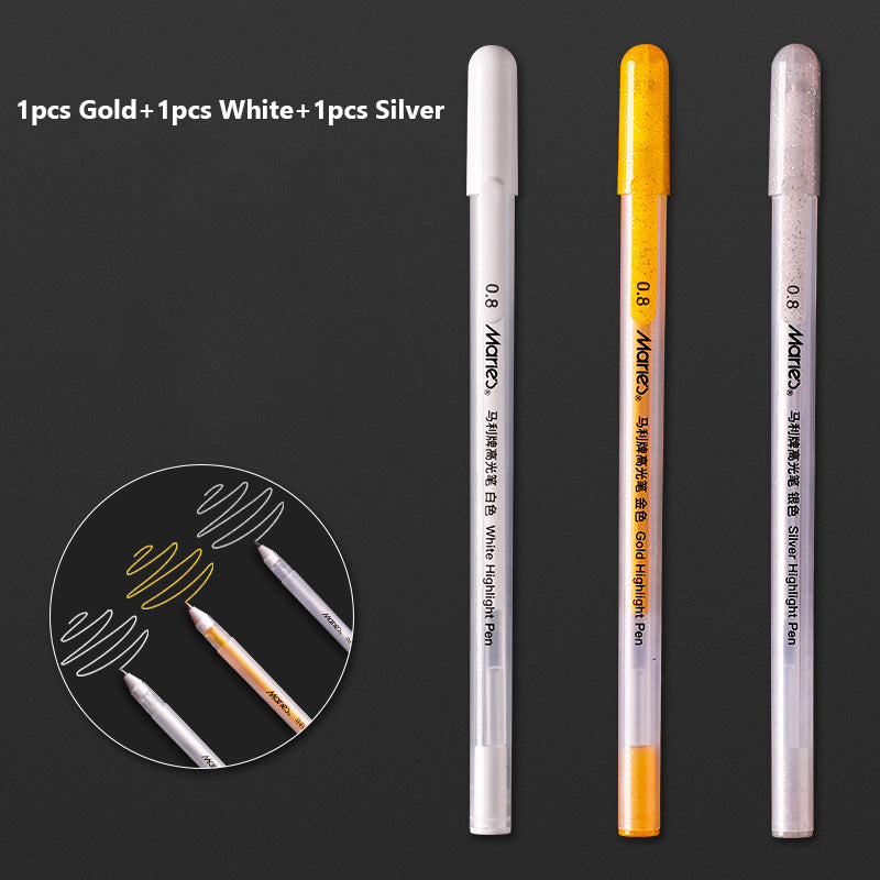 3 Pcs 0.8mm Creative White Ink Gel Pen Sketch Painting Pen Highlight Marker Pen Fine Tip for Student Stationery Drawing Art Writing School Supplies Art Hand-painted Anime Design Hook Line Pen School Stationery Supplies