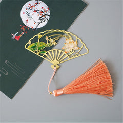 Metal Bookmark Chinese Style Folding Fan Paper Reading Bookmarks Creative Book Page Marker Stationery Supplies Color Bookmarks