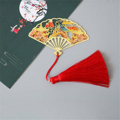 Metal Bookmark Chinese Style Folding Fan Paper Reading Bookmarks Creative Book Page Marker Stationery Supplies Color Bookmarks