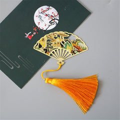 Metal Bookmark Chinese Style Folding Fan Paper Reading Bookmarks Creative Book Page Marker Stationery Supplies Color Bookmarks