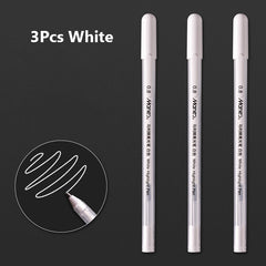 3 Pcs 0.8mm Creative White Ink Gel Pen Sketch Painting Pen Highlight Marker Pen Fine Tip for Student Stationery Drawing Art Writing School Supplies Art Hand-painted Anime Design Hook Line Pen School Stationery Supplies