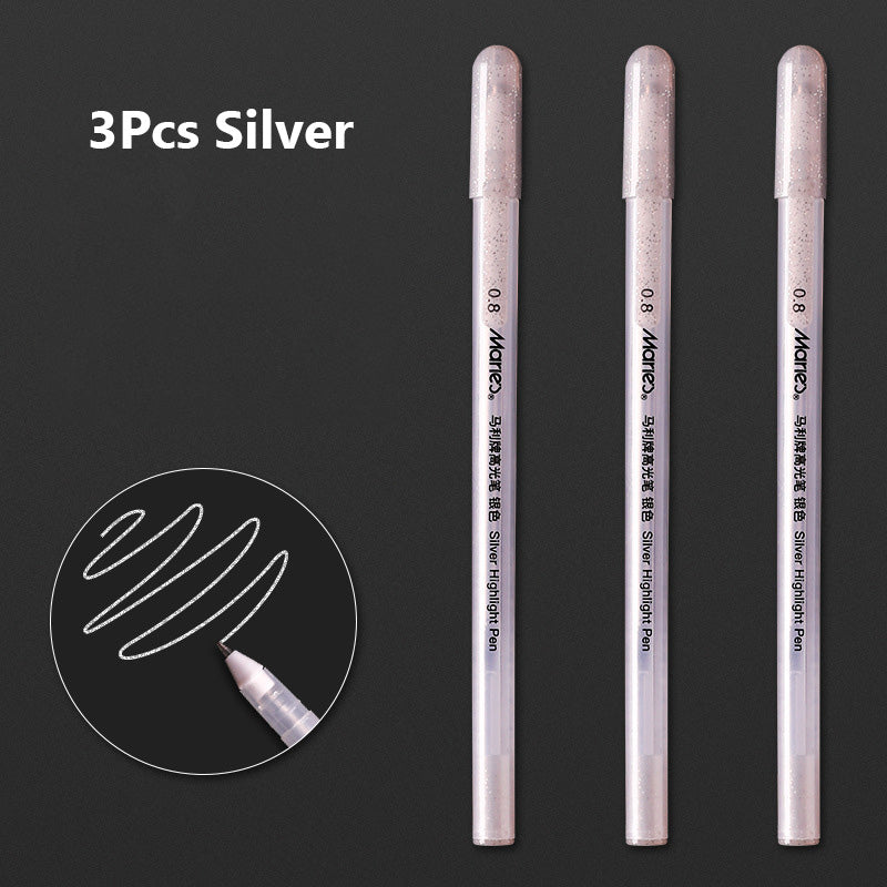 3 Pcs 0.8mm Creative White Ink Gel Pen Sketch Painting Pen Highlight Marker Pen Fine Tip for Student Stationery Drawing Art Writing School Supplies Art Hand-painted Anime Design Hook Line Pen School Stationery Supplies