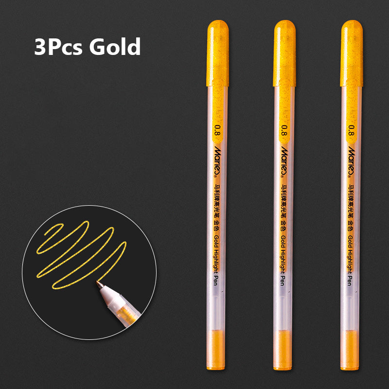 3 Pcs 0.8mm Creative White Ink Gel Pen Sketch Painting Pen Highlight Marker Pen Fine Tip for Student Stationery Drawing Art Writing School Supplies Art Hand-painted Anime Design Hook Line Pen School Stationery Supplies