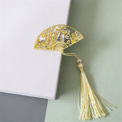 Metal Bookmark Chinese Style Folding Fan Paper Reading Bookmarks Creative Book Page Marker Stationery Supplies Color Bookmarks
