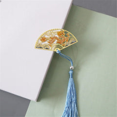 Metal Bookmark Chinese Style Folding Fan Paper Reading Bookmarks Creative Book Page Marker Stationery Supplies Color Bookmarks