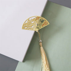 Metal Bookmark Chinese Style Folding Fan Paper Reading Bookmarks Creative Book Page Marker Stationery Supplies Color Bookmarks